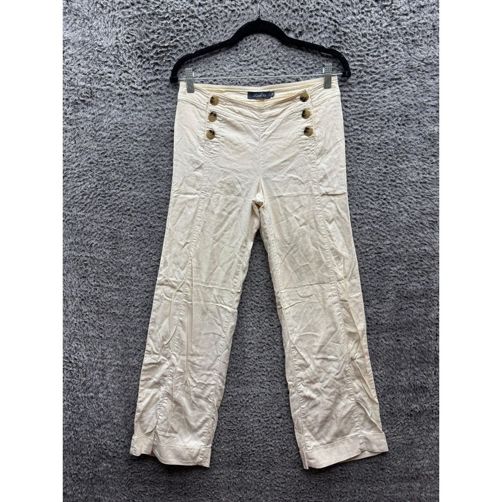Level 99 Low‎ Rise Wide Leg Button Fly Denim Jeans Cream Womens Size 25